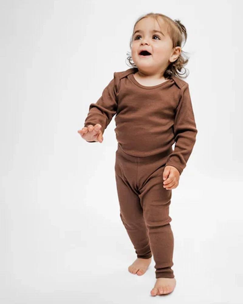 Langærmet bodystocking i rib på baby